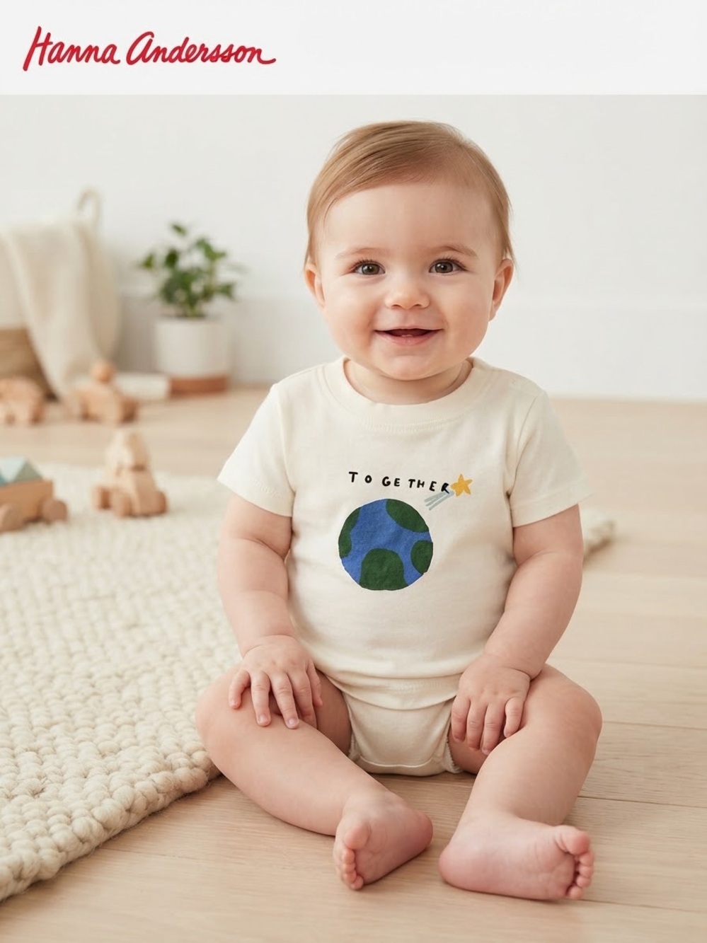 Hanna Andersson "Together" Earth & Shooting Star Graphic Tee 3-6M EUC
